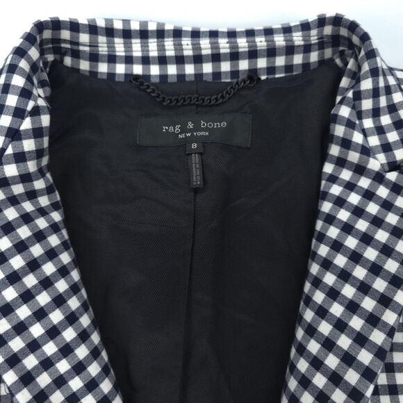 NEW Rag & Bone Archer Gingham Blazer Black White Plaid Old Money Preppy Academia - Picture 2 of 13